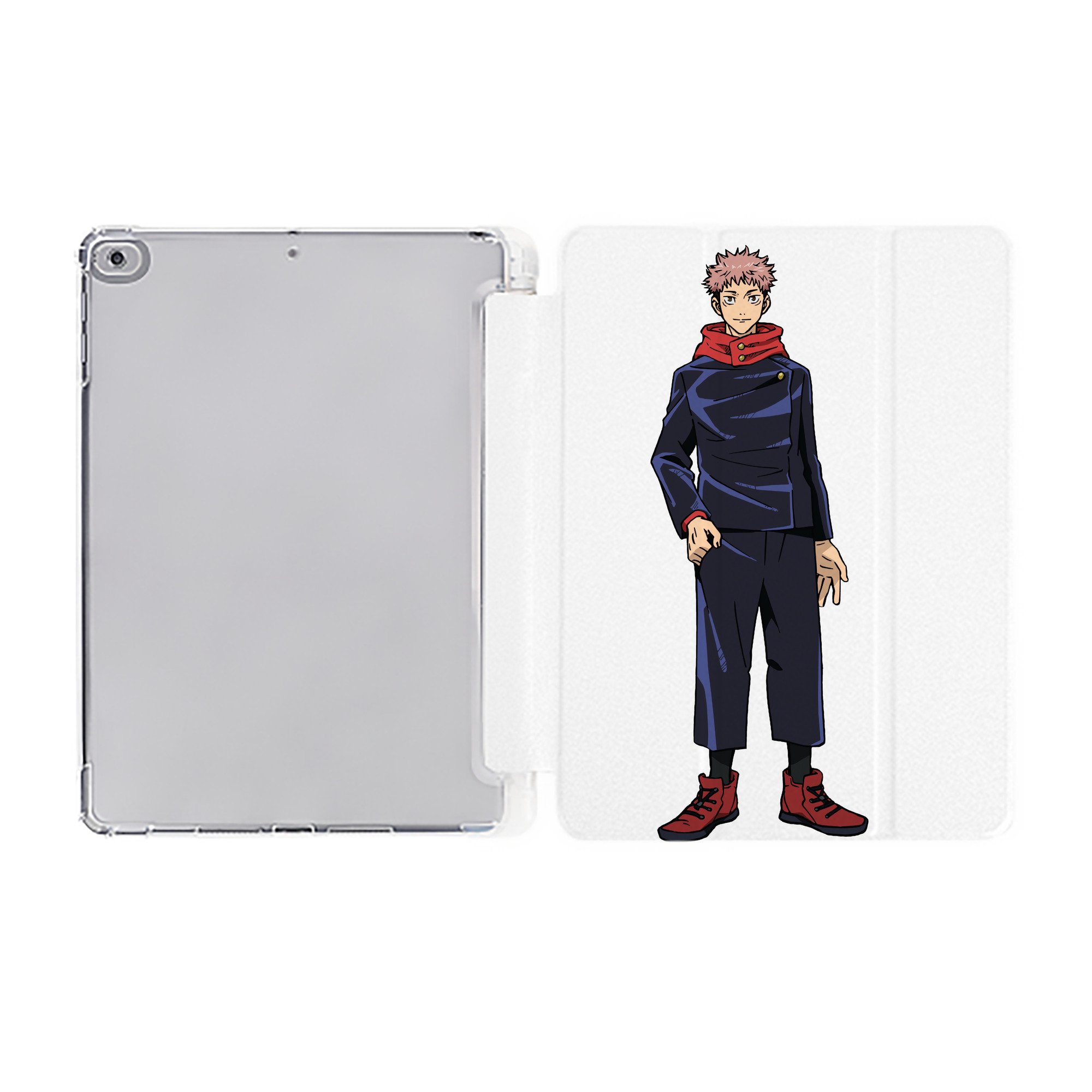 （画像用） 呪術廻戦 Jujutsu Kaisen IPad ケース ペン収納付き 三つ折りスタンド PUレザー×シリコン 対応機種9.5/10.5/10.9インチ